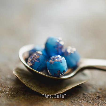 Cathédrales bleu gris 8mm X10 Perles verre tchèque