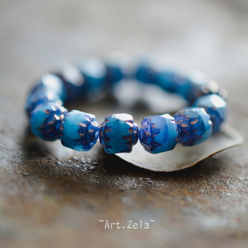 Cathédrales bleu gris 8mm X10 Perles verre tchèque