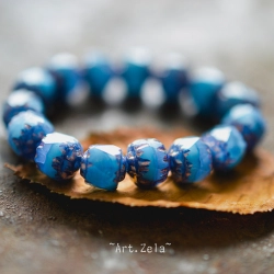 Cathédrales bleu gris 8mm X10 Perles verre tchèque