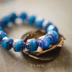 Cathédrales bleu gris 8mm X10 Perles verre tchèque