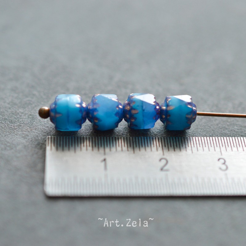 Cathédrales bleu gris 8mm X10 Perles verre tchèque