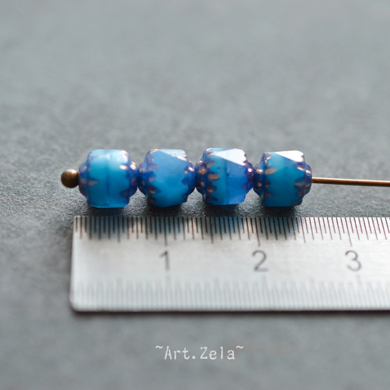 Cathédrales bleu gris 8mm X10 Perles verre tchèque