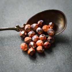 Facettes gris cuivre orangé 6mm X20 Perles verre tchèque métallisé