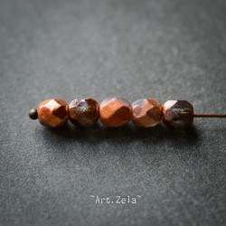 Facettes gris cuivre orangé 6mm X20 Perles verre tchèque métallisé