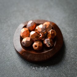 Facettes gris cuivre orangé 6mm X20 Perles verre tchèque métallisé