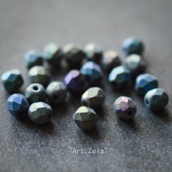 Facettes mélange vert bleu parme 4mm X50 Perles verre tchèque