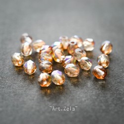 Facettes pêche clair irisé 4mm X50 Perles verre tchèque premium