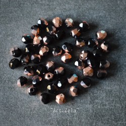 Facettes noir et cuivre 4mm X50 Perles verre tchèque opaque