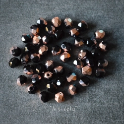 Facettes noir et cuivre 4mm X50 Perles verre tchèque opaque