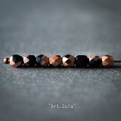 Facettes noir et cuivre 4mm X50 Perles verre tchèque opaque