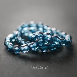 Facettes bleu cæruleum 4mm X50 Perles verre tchèque lustré