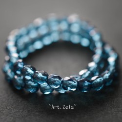 Facettes bleu cæruleum 4mm X50 Perles verre tchèque lustré