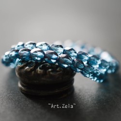 Facettes bleu cæruleum 4mm X50 Perles verre tchèque lustré