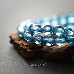 Facettes bleu cæruleum 4mm X50 Perles verre tchèque lustré