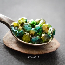 Facettes mix verts métallisés 4mm X50 Perles verre tchèque brillant