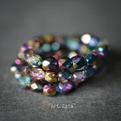 Facettes métallisées multicolores 4mm X40 Perles verre tchèque