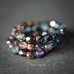 Facettes métallisées multicolores 4mm X40 Perles verre tchèque