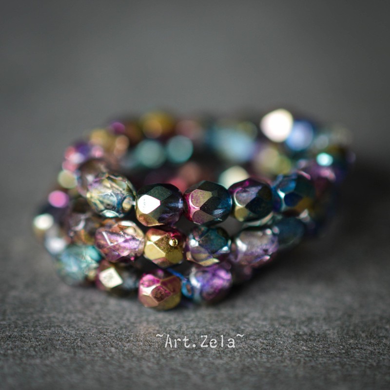 Facettes métallisées multicolores 4mm X40 Perles verre tchèque