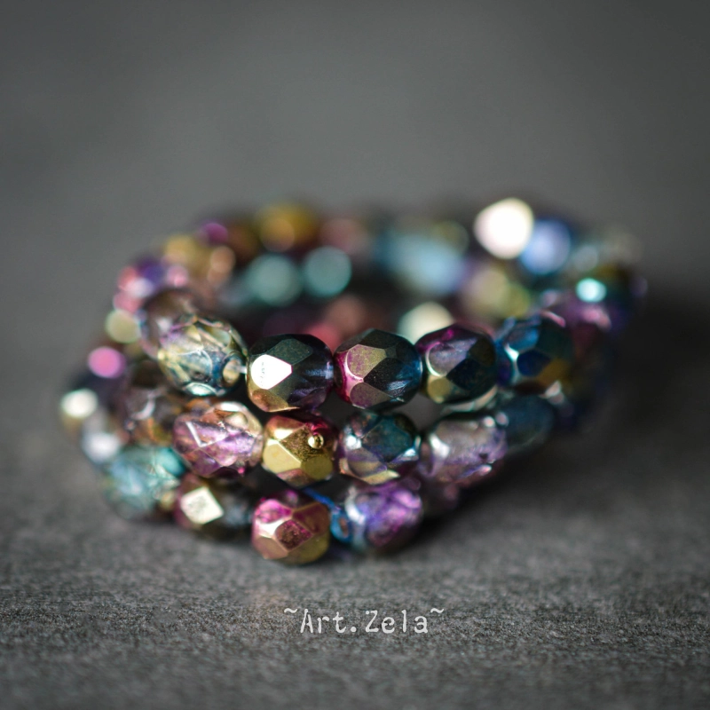 Facettes métallisées multicolores 4mm X40 Perles verre tchèque