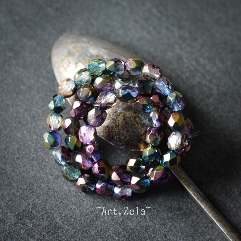 Facettes métallisées multicolores 4mm X40 Perles verre tchèque