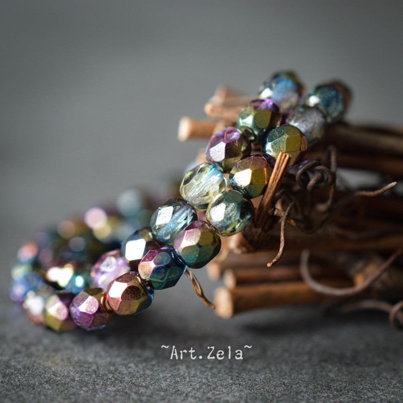 Facettes métallisées multicolores 4mm X40 Perles verre tchèque