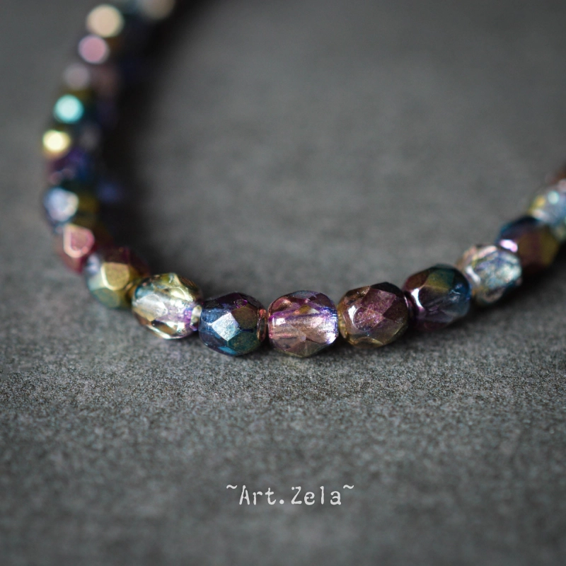 Facettes métallisées multicolores 4mm X40 Perles verre tchèque
