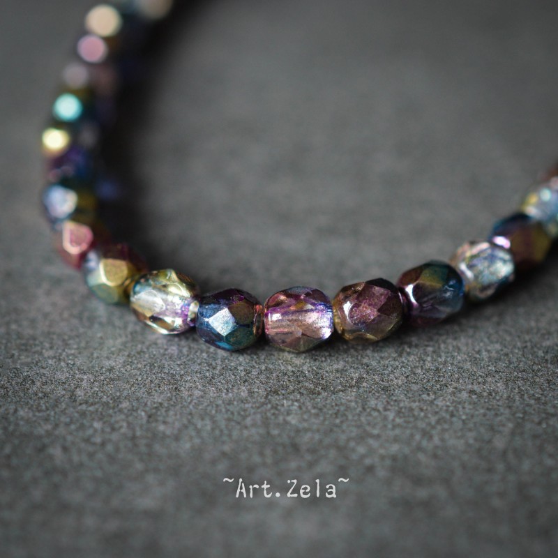 Facettes métallisées multicolores 4mm X50 Perles verre tchèque