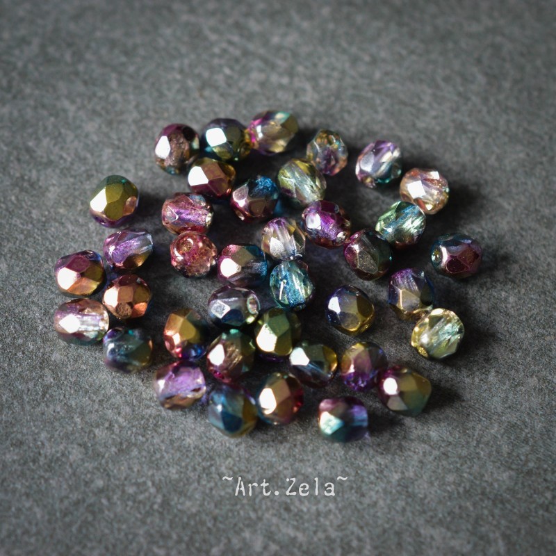 Facettes métallisées multicolores 4mm X50 Perles verre tchèque