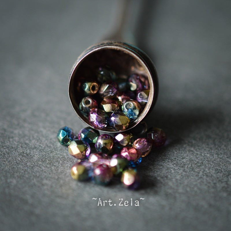 Facettes métallisées multicolores 4mm X40 Perles verre tchèque