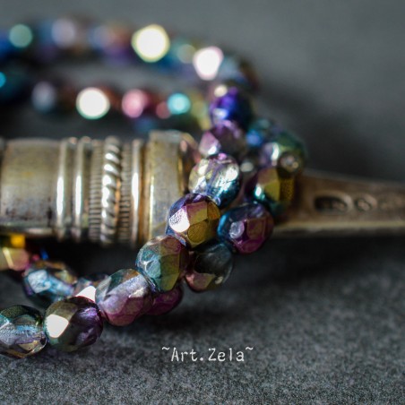 Facettes métallisées multicolores 4mm X40 Perles verre tchèque