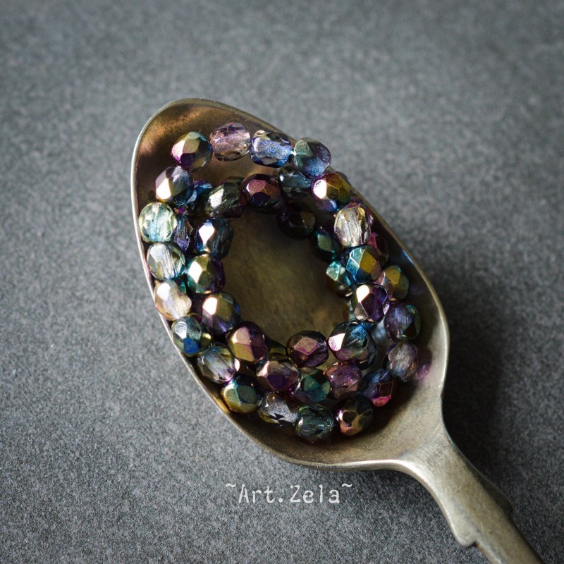 Facettes métallisées multicolores 4mm X50 Perles verre tchèque