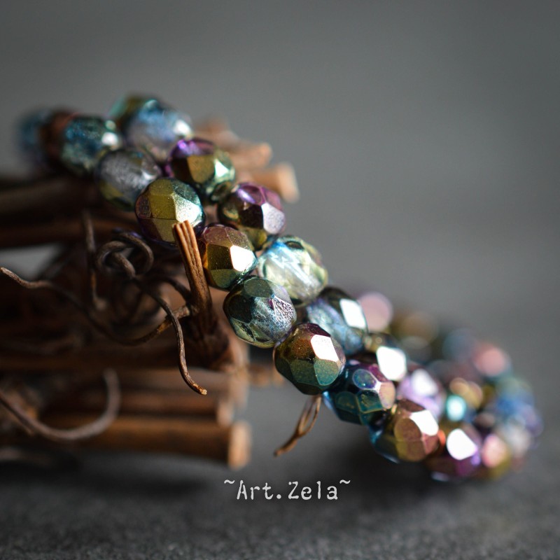 Facettes métallisées multicolores 4mm X40 Perles verre tchèque