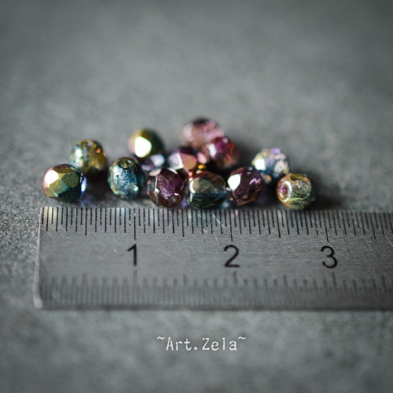 Facettes métallisées multicolores 4mm X40 Perles verre tchèque