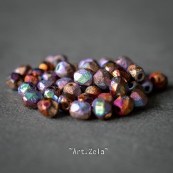 Facettes texturées multicolores 4mm X50 Perles verre tchèque opaque