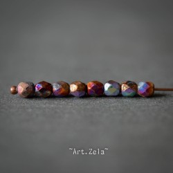 Facettes texturées multicolores 4mm X50 Perles verre tchèque opaque