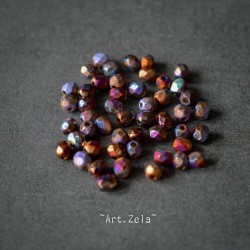 Facettes texturées multicolores 4mm X50 Perles verre tchèque opaque