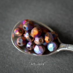 Facettes texturées multicolores 4mm X50 Perles verre tchèque opaque