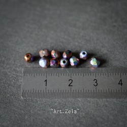 Facettes texturées multicolores 4mm X50 Perles verre tchèque opaque