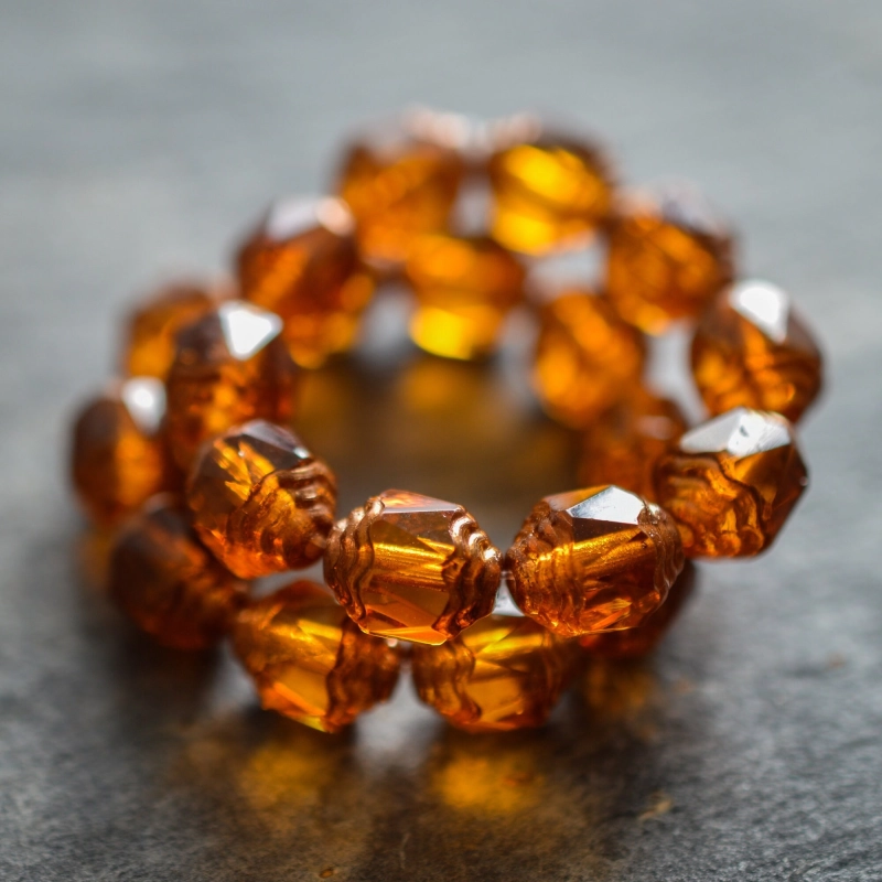 Cathédrales facettées ambre bronze 10mm X10 Perles verre tchèque