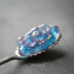 Rondelles bleu paon bronze 8x6mm X8 Perles verre tchèque opalescent