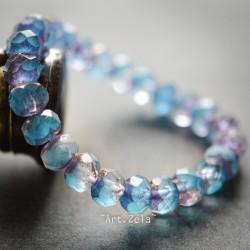 Rondelles bleu paon bronze 8x6mm X8 Perles verre tchèque opalescent