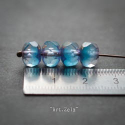 Rondelles bleu paon bronze 8x6mm X8 Perles verre tchèque opalescent