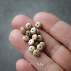 Mini rondelles vert pâle Picasso 6mm X30 Perles verre tchèque lustré