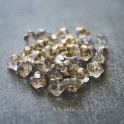 Clochettes gris clair et bronze 7mm X30 Perles verre tchèque