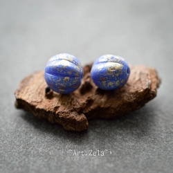 Melons bleu doré 8mm X10 Perles verre tchèque opaque