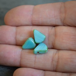 Triangles vert turquoise Picasso 10mm X20 Perles verre tchèque opaque