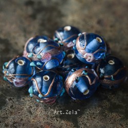 Perles verre transparentes bleues 10~14mm X6 Perles artisanales