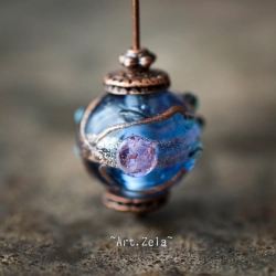 Perles verre transparentes bleues 10~14mm X6 Perles artisanales