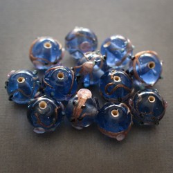 Perles verre transparentes bleues 10~14mm X6 Perles artisanales