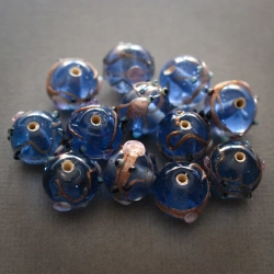 Perles verre transparentes bleues 10~14mm X6 Perles artisanales